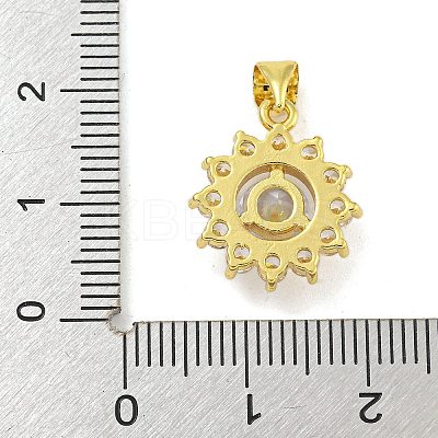 Flower Rack Plating Brass Micro Pave Cubic Zirconia Pendants KK-G513-92G-02-1