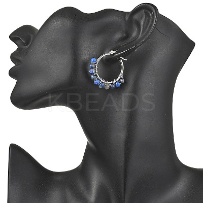 Mixed Stone Round Hoop Earrings EJEW-JE06695-1