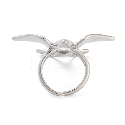 Brass Bird Open Cuff Ring for Women RJEW-C102-05P-1