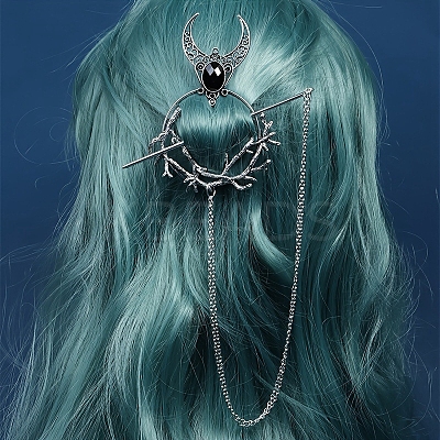 Alloy Rhinestone Witch Hair Forks PW-WG57932-02-1