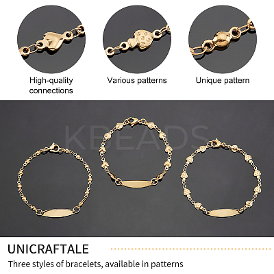 3Pcs 3 Style 304 Stainless Steel Oval Link Bracelets Set for Women BJEW-UN0001-24-1