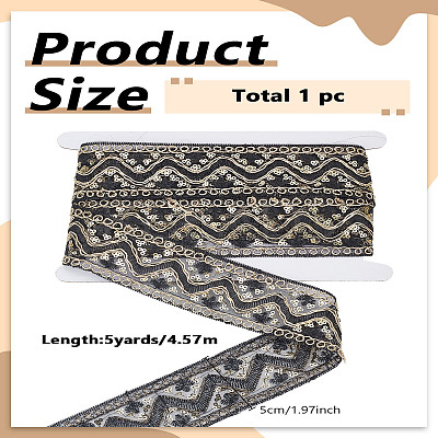 5 Yards Polyester Embroidery Lace Ribbon with Paillette OCOR-LP0003-09A-1