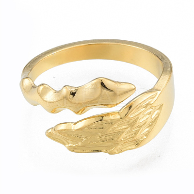 Ion Plating(IP) 304 Stainless Steel Leaf Cuff Rings RJEW-N038-125LG-1