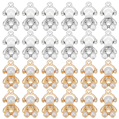 32Pcs 2 Colors ABS Plastic Imitation Pearl Pendants ALRI-SC0001-27-1