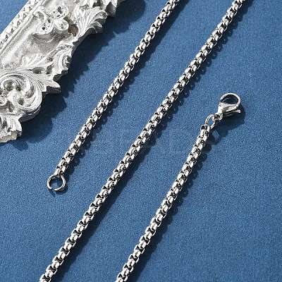 Tarnish Resistant 304 Stainless Steel Venetian Chain Box Chain Necklace Making X-STAS-A028-N031P-A-1