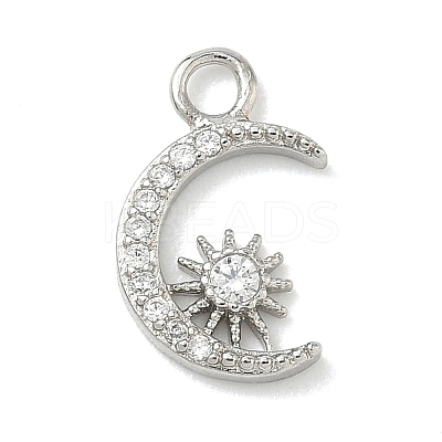 Brass Micro Pave Clear Cubic Zirconia Charms KK-H528-07B-P-1