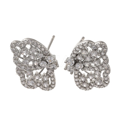 Rack Plating Brass Micro Pave Cubic Zirconia Studs Earrings EJEW-R162-18P-1