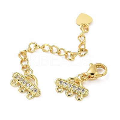 Rack Plating Brass Micro Pave Cubic Zirconia Chain Extender KK-A234-017G-1