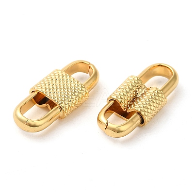 Rack Plating Brass Oval Link Connector Charms KK-Z033-03G-1
