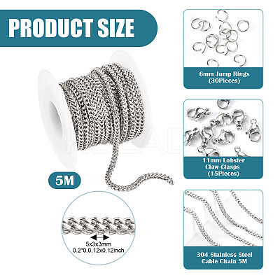 5M 304 Stainless Steel Curb Chains CHS-TA0001-56-1