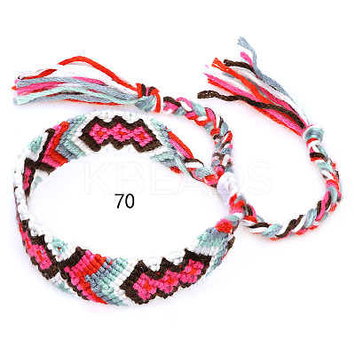 Cotton Braided Rhombus Pattern Cord Bracelet FIND-PW0013-003A-70-1