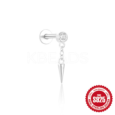 Cone Tassel 925 Sterling Silver Micro Pave Clear Cubic Zirconia Cartilage Earrings FS-WGA2317-10-1