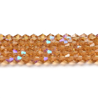 Transparent Electroplate Glass Beads Strands GLAA-F029-4mm-D18-1