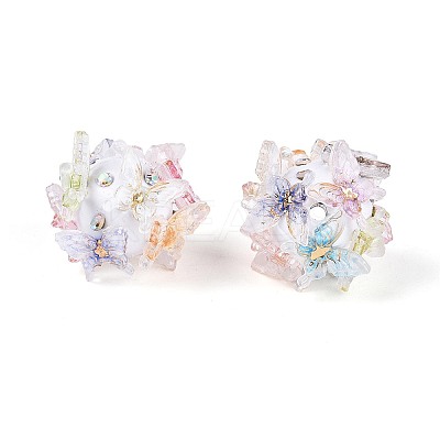Handmade Polymer Clay Rhinestone Beads with Resin RESI-T060-25-1