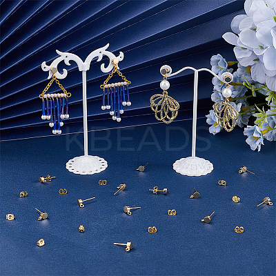 20Pcs Flat Round Brass Stud Earring Findings KK-BBC0013-96B-1