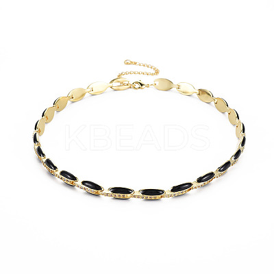 Brass Micro Pave Cubic Zirconia Link Tennis Necklaces for Women NJEW-T013-01G-04-1