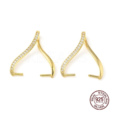 Rack Plating 925 Sterling Silver Micro Pave Clear Cubic Zirconia Ice Pick Pinch Bails STER-NH0001-52G-1
