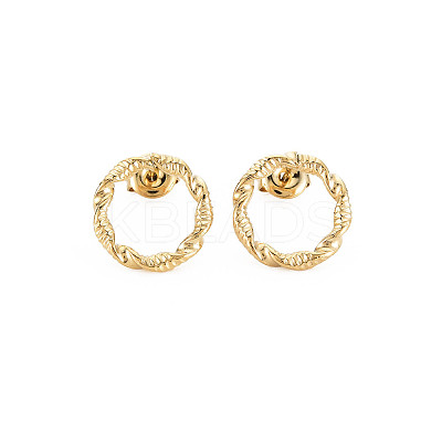 Ion Plating(IP) 304 Stainless Steel Hollow Ring Stud Earrings for Woman LS-EJEW-N097-003LG-1