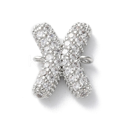 Brass Micro Pave Cubic Zirconia Letter Links KK-I717-04X-P-1