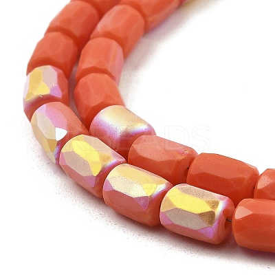 Frosted Imitation Jade Glass Beads Strands GLAA-P058-07B-14-1