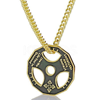 Fitness Barbell Alloy Black Enamel Pendant Necklaces for Men FS-WG955E3-02-1