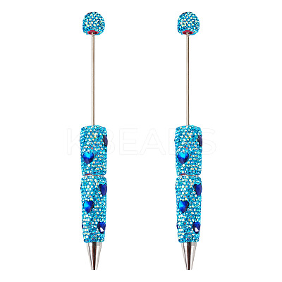 2Pcs Polymer Clay Rhinestones Ball-Point Pen OFST-TA0001-03F-1