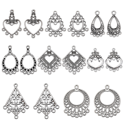 48Pcs 8 Style Tibetan Style Alloy Chandelier Component Links TIBE-SC0009-26-1