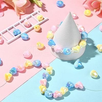 90Pcs 3 Colors UV Plating Opaque Rainbow Iridescent Acrylic Beads PACR-CJ0001-32-1