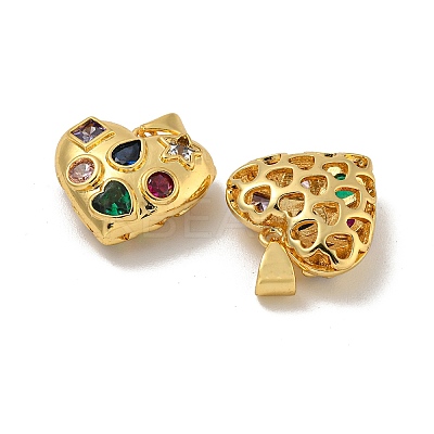 Brass Micro Pave Cubic Zirconia Pendants KK-N254-134G-1