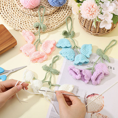 4Pcs 4 Colors Cotton Yarn Pendant Decorations HJEW-FG0001-21-1