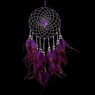 Woven Net/Web with Feather Hanging Ornaments PW-WG0DA7B-01-1
