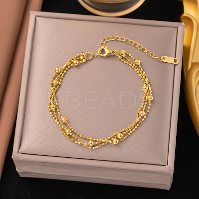 304 Stainless Steel Multi-strand Bracelets BJEW-C110-03G-1