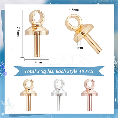 120Pcs 3 Style Brass Peg Bails Pendants Sets KK-PH0010-36-1