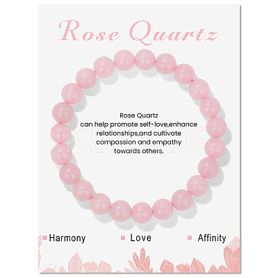Synthetic Rose Quartz Beaded Stretch Bracelets LS-PW-WG7FE75-13-1-1
