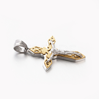 Easter Theme Womens Men's 201 Stainless Steel Crucifix Cross Pendants STAS-F010-46G-1
