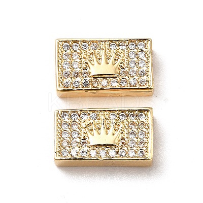 Brass Micro Pave Cubic Zirconia Beads KK-M233-30G-1