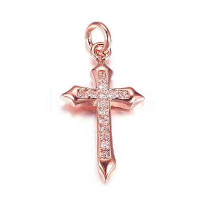Brass Micro Pave Cubic Zirconia Pendants ZIRC-P060-21RG-1