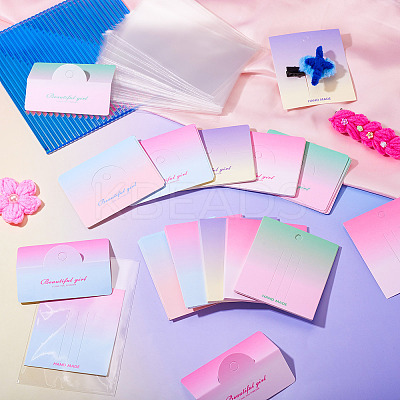 100Pcs Rectangle Gradient Color Paper Hair Clip Display Cards CDIS-TA0001-32-1