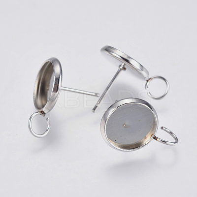 Non-Tarnish 201 Stainless Steel Stud Earring Settings STAS-I097-023-10mm-1