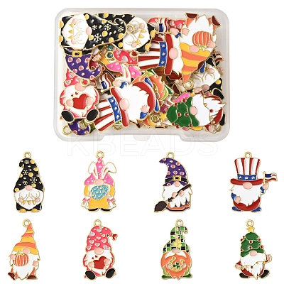 24Pcs 8 Styles Alloy Enamel Pendants ENAM-FS0002-80-1
