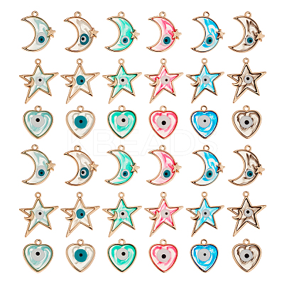 36Pcs 18 Style Alloy Enamel Pendants ENAM-CA0001-37-1