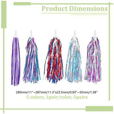 5 Pairs 5 Styles Kids Plastic Tassel Ribbon FIND-AR0006-71-1