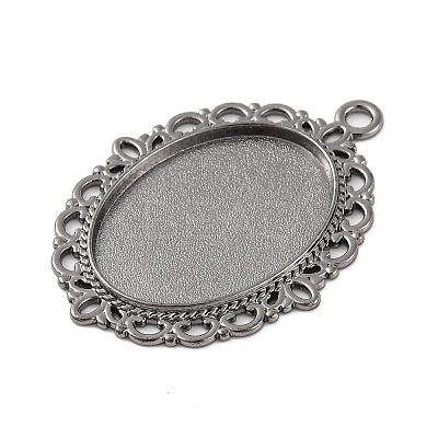 Tibetan Style Oval Alloy Pendant Cabochon Settings LS-TIBEP-Q054-44B-RS-1