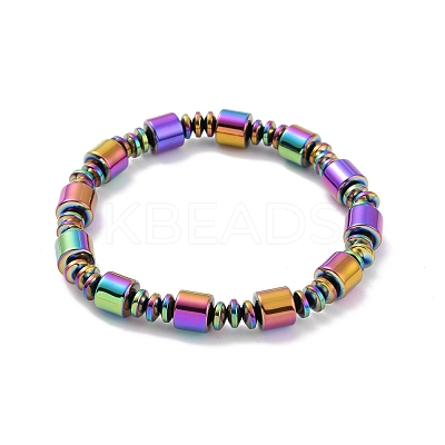 Synthetic Hematite & Brass Column Beaded Necklace Bracelet with Magnetic Clasps SJEW-G079-01D-1