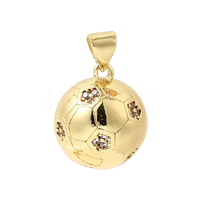 Sports Theme Brass Micro Pave Clear Cubic Zirconia Pendants KK-Z150-21G-01-1