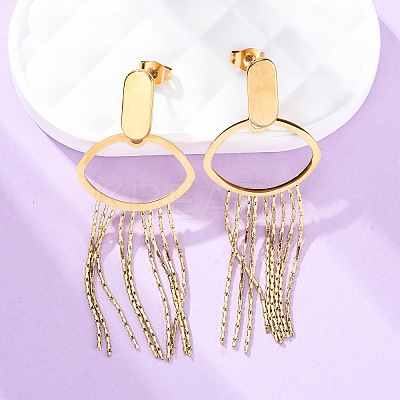 304 Stainless Steel Tassel Stud Earrings EJEW-Z098-04G-1