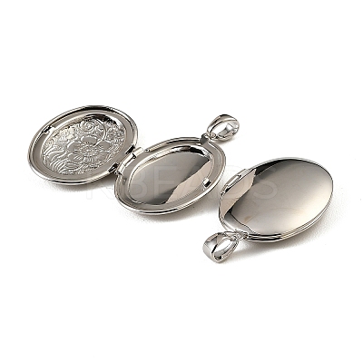 Floral Embossed Brass Locket Pendants KK-CBA7157-01P-1