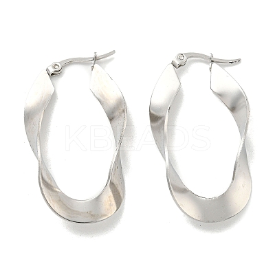 Tarnish Resistant 202 Stainless Steel Irregular Oval Hoop Earring EJEW-H003-10P-1