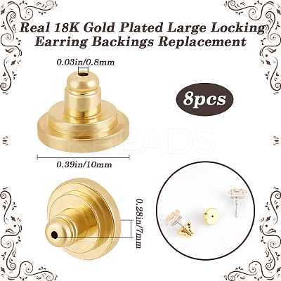 8Pcs Brass Ear Nuts FIND-BBC0003-57G-1