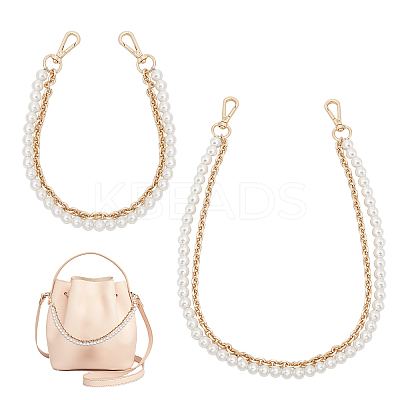 2Pcs 2 Style Plastic Imitation Pearl Beaded Double Strand Bag Handles DIY-CA0005-94-1